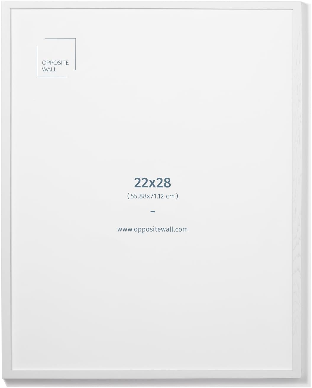 Opposite Wall - 22x28 in - White Solid Oak Wood Picture Frame - Lightweight, Versatile & Shatterproof - Wall Hanging Poster or Photo Frame - Wall Decor for Office, Gallery & Home