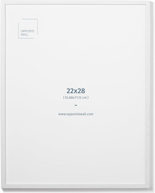 Opposite Wall - 22x28 in - White Solid Oak Wood Picture Frame - Lightweight, Versatile & Shatterproof - Wall Hanging Poster or Photo Frame - Wall Decor for Office, Gallery & Home