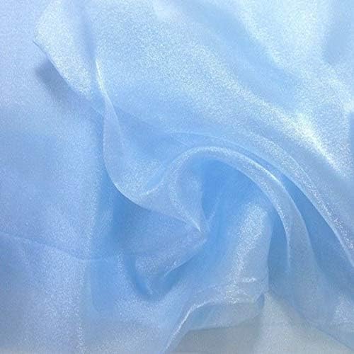 VDS Baby Blue Organza Fabric, 45 Yards Continuous, 45” Wide, Wedding Party Decoration Iridescent Crystal Sheer Shiny Organza Tulle Bridal Dress DIY Crafts Costume Sewing Backdrop Arch Cloth