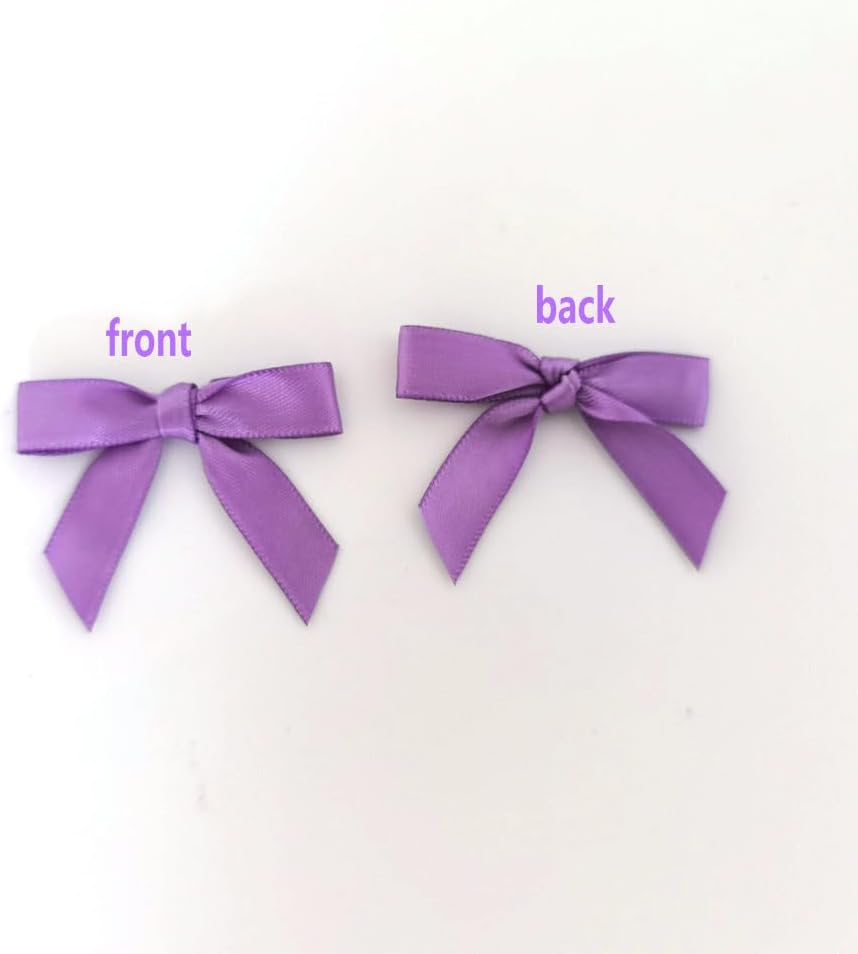 50pcs 1-1/2" Purple Satin Ribbon Bows Without Twist Ties Mini Ribbon Bows for Candy Partiy Decoration Gift Packing&Wrapping Accessoried(Purple)