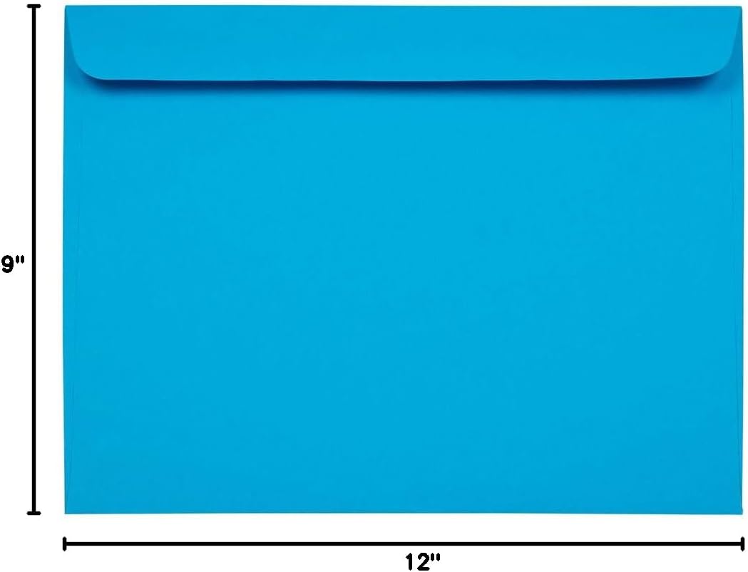 JAM PAPER 9 x 12 Booklet Colored Envelopes - Blue - Bulk 1000/Carton