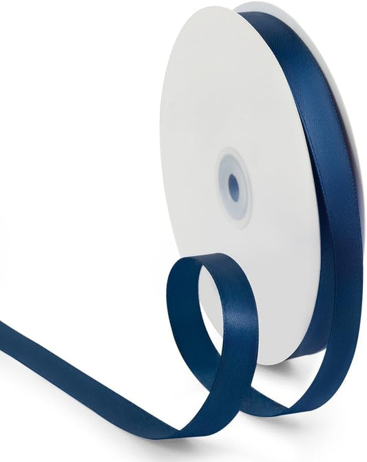 5/8 Inch 100 Yards Satin Ribbon Dark Blue, Solid Color Fabric Ribbon for Gift Wrapping, Wedding, Polyester Gift Ribbon for Birthday Party Decoration, Craft, Hair, Floral, Sewing