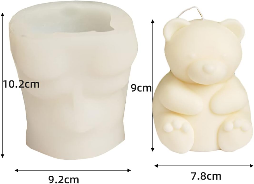 2 Pack Cute Bear Scented Candle Mold Bear Mold Silicone Mold for Candles Home Decoration Silicone Mold for Resin Bear Resin Mold Cartoon Mold