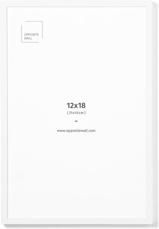 Opposite Wall - 12x18 in - White Oak Wood Picture Frame - Lightweight, Versatile & Shatterproof - Wall Hanging Poster or Photo Frame - Wall Decor for Office, Gallery & Home