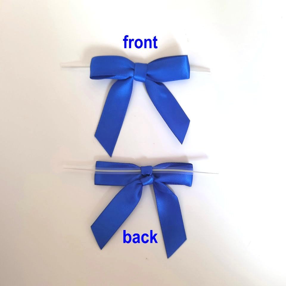 50pcs 2-1/2 Inch Blue Satin Ribbon Bows with Twist Tie Bows for Christmas Tree Decoration Gift Packing&Wrapping(Blue)