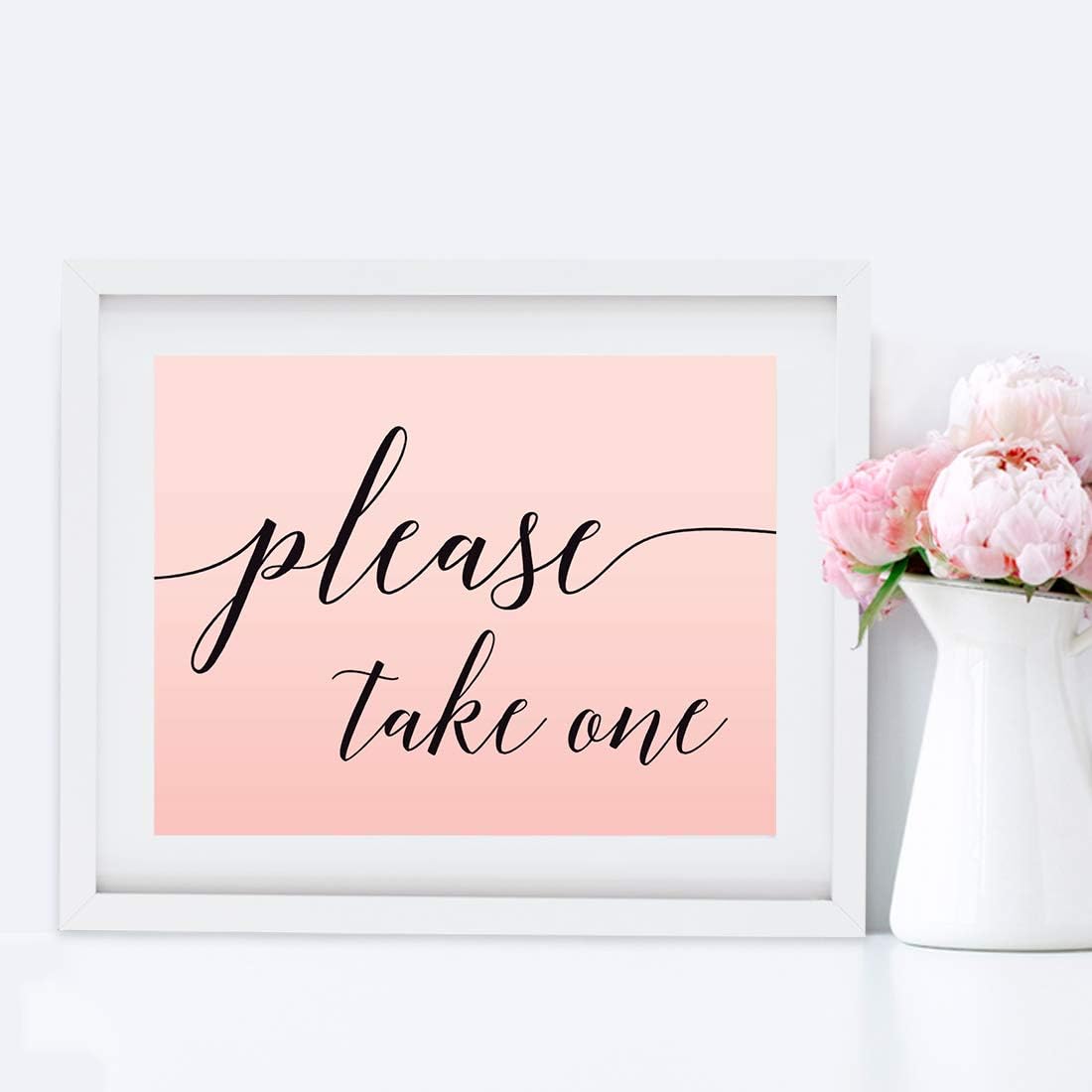 Andaz Press Blush Pink Rose Elegant Party Collection, 8.5x11-inch Unframed Party Sign, Please Take One, 1-Pack, Party Favor Table Signage Decor