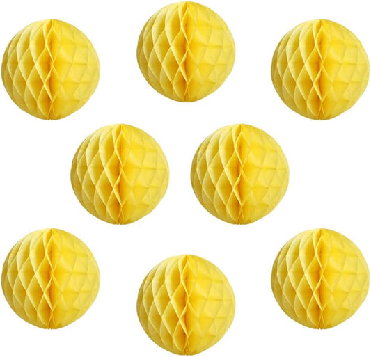 8pcs 8inch Paper Honeycomb Balls Decorative Tissue Pom Poms Flower Art Hanging Balls for Birthday Wedding Nursery Baby Shower Home Decor (8inch, Yellow)