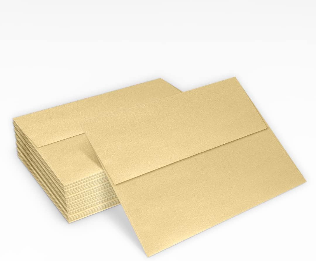 LUXPaper A7 Invitation Envelopes | Peel & Press | 5 1/4" x 7 1/4" | Blonde Metallic | 80lb. Text | 1,000 Qty
