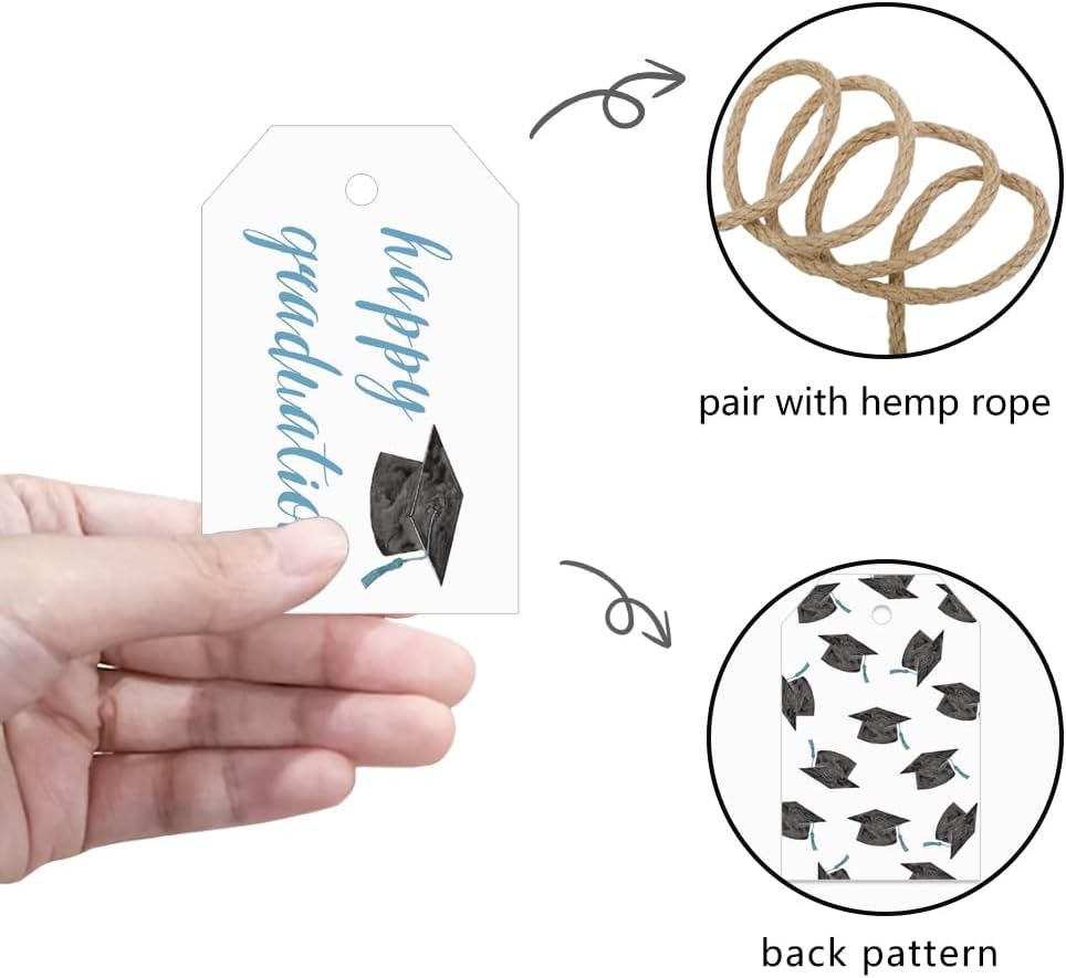 50 Pcs Graduation Gift Tags, Congrats Grad Party Favors Gift Tags for High School or Happy College Graduation Party Decoration Supplies (Blue, 2.2 * 3.5)