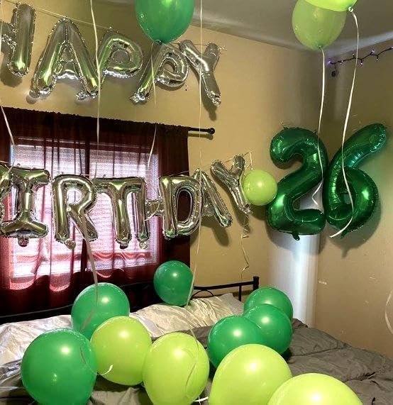 40 Inch Green Large Number 24 Birthday Balloon, Giant Number24 42 Balloons, Foil Mylar Big Balloons for Anniversary Graduation Supplies Decorations