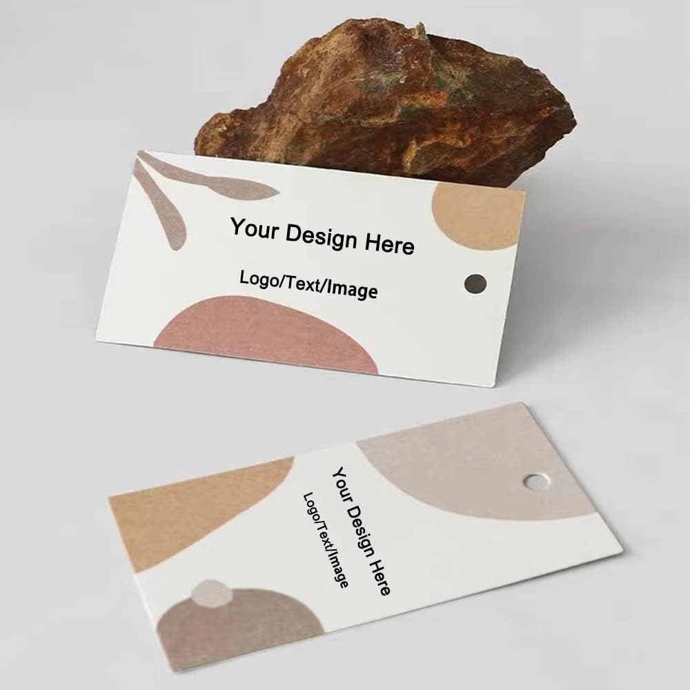 500 Pcs Custom Hang Tags,Personalized Your Logo Photo and Text Design Price Tags Jewelry Hang Tags Labels (Gift Tag Rope)