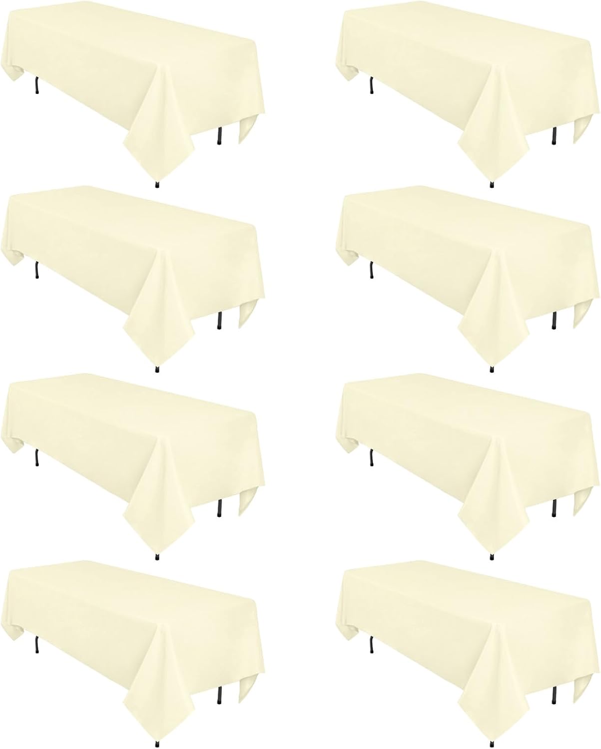 8 Pack Beige Tablecloth 60 x 102 Inch Rectangular Tablecloths for 6 Foot Rectangle Tables, Wrinkle Resistant Beige Table Cloth Washable Polyester Fabric for Buffet Wedding Party Banquet