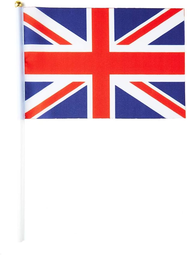 UK Flag British Flag, Small Mini Handheld UK Flags on Stick, Ideal for Party Parades Sports Events Patriotic Festival Decorations