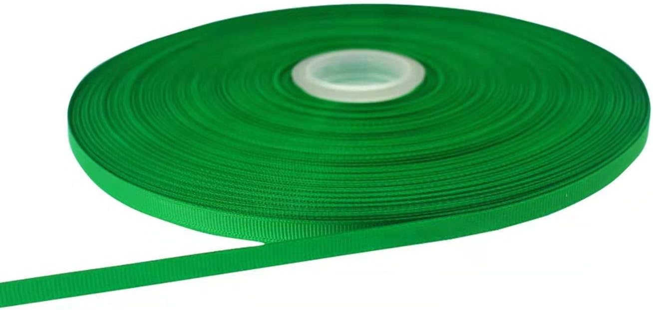 Jesep One Roll 100 Yards 1/4" Soild Grosgrain Ribbon Boutique Gift Wrapping Package Ribbon, DIY Crafts Bow Hair Headband Accessories Assorted Ribbon#553 (1/4" 6mm, Green)