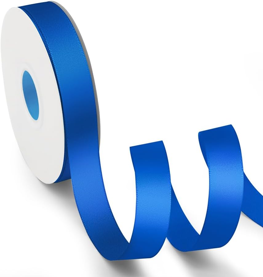 KMER LIFE 5/8 inch x 25 Yards Double Faced Polyester Royal Blue Satin Ribbon, Perfect for Gift Wrapping Very Suitable for Weddings Party Hair Bow Invitation Decorations and More