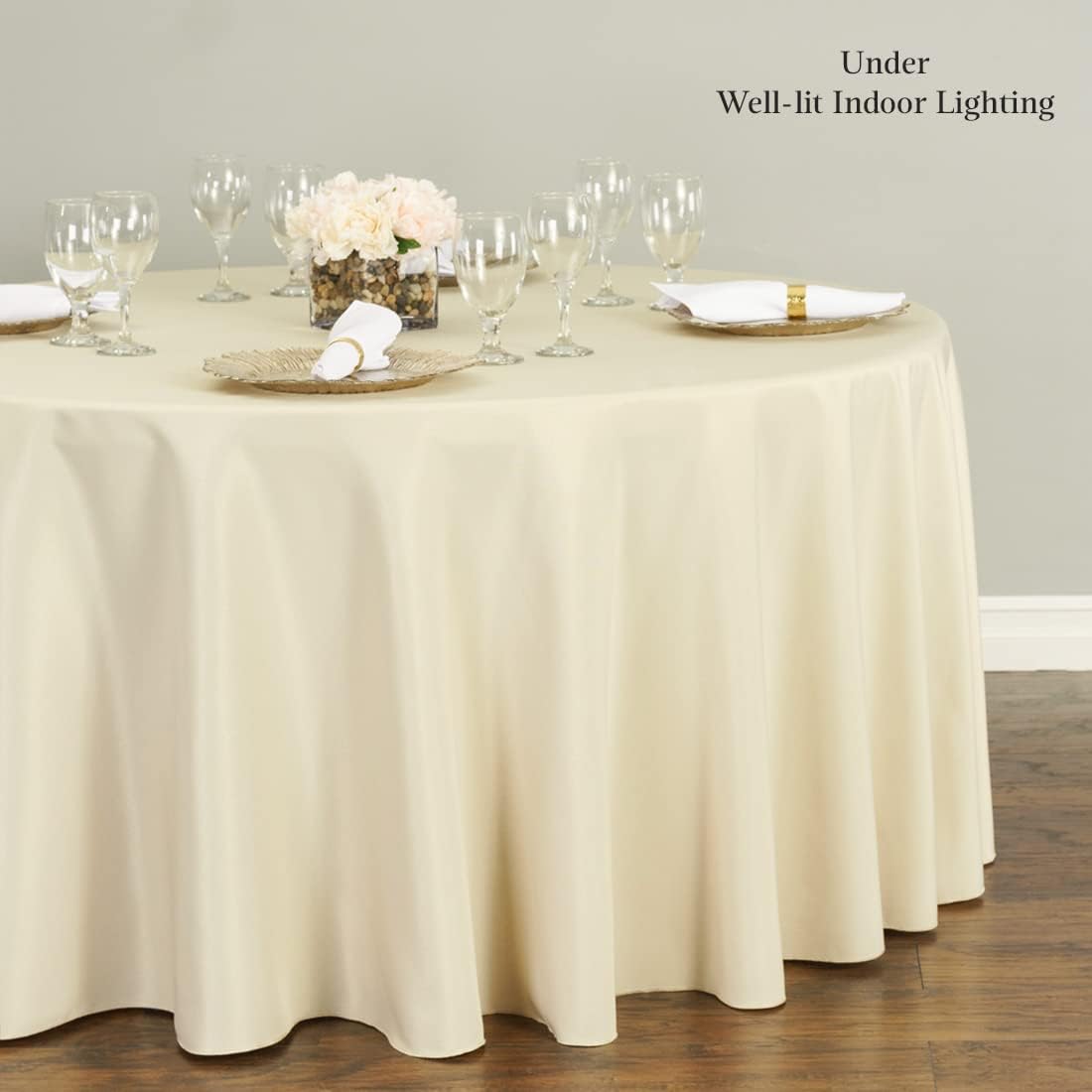 LTC LINENS 2 Pack 108 Inch Round Tablecloth Beige - Great for 48 Inch Round Table Floor Length - Wrinkle Resistant Polyester Fabric Cloth for Wedding