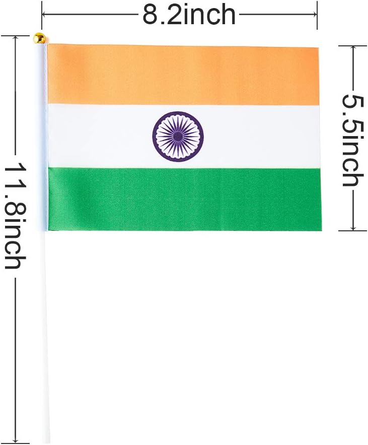 India Flag Indian Flag, Small Mini Handheld India Flags on Stick, Ideal for Party Parades Sports Events Patriotic Festival Decorations