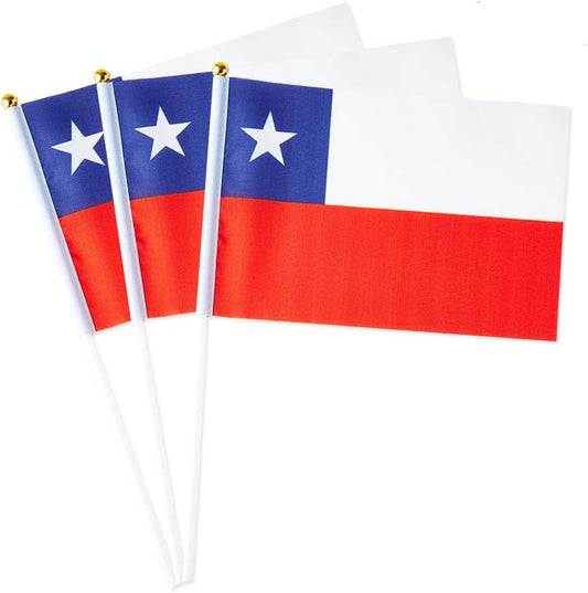 Chile Flag Chilean Flag, Small Mini Handheld Chile Flags on Stick, Ideal for Party Parades Sports Events Patriotic Festival Decorations