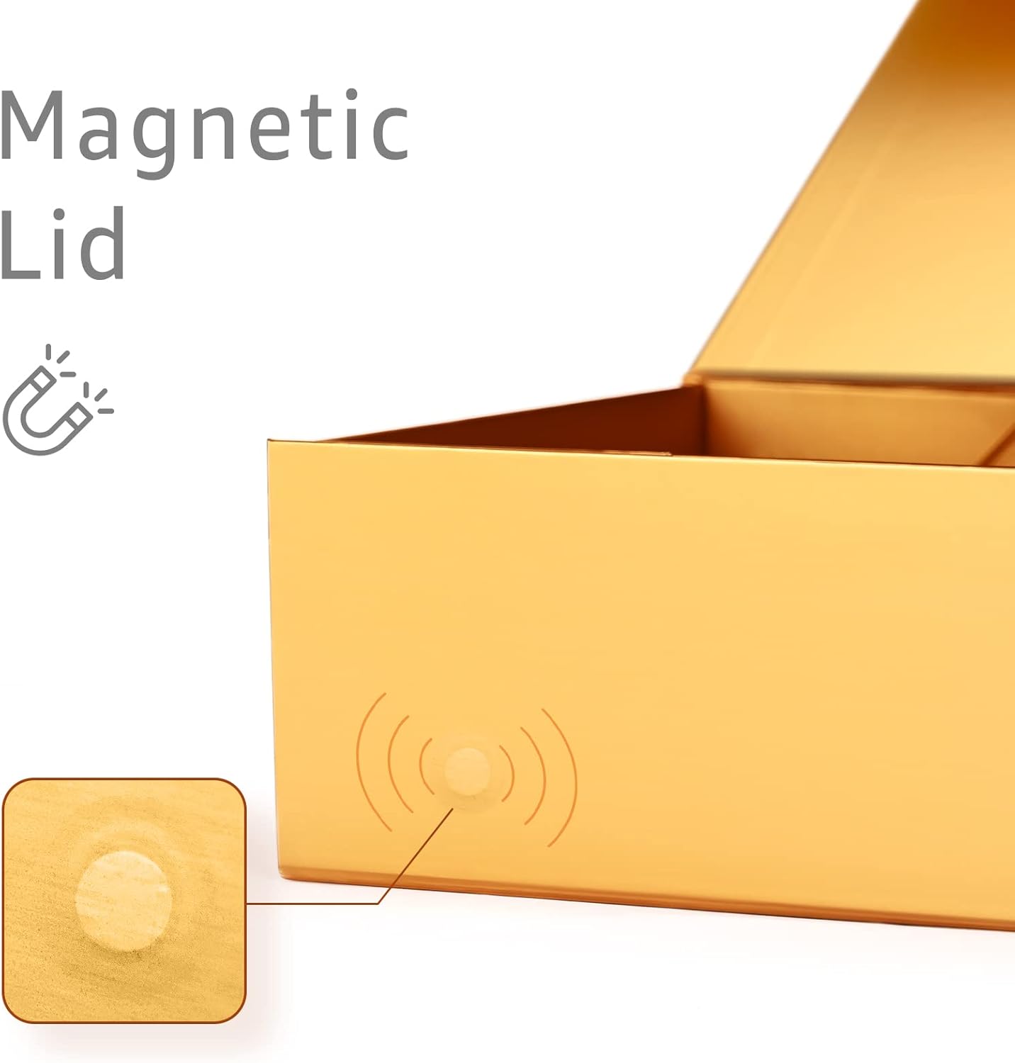 LIFELUM Gift Boxes with Lids,2 Pack 13.85 x 8.35 x 4.45 inch Gold Gift Boxes with Magnetic Lid and Ribbon, Card, Shredded Paper Filler Empty Gift Box for Christmas,Valentine's day,Birthdays