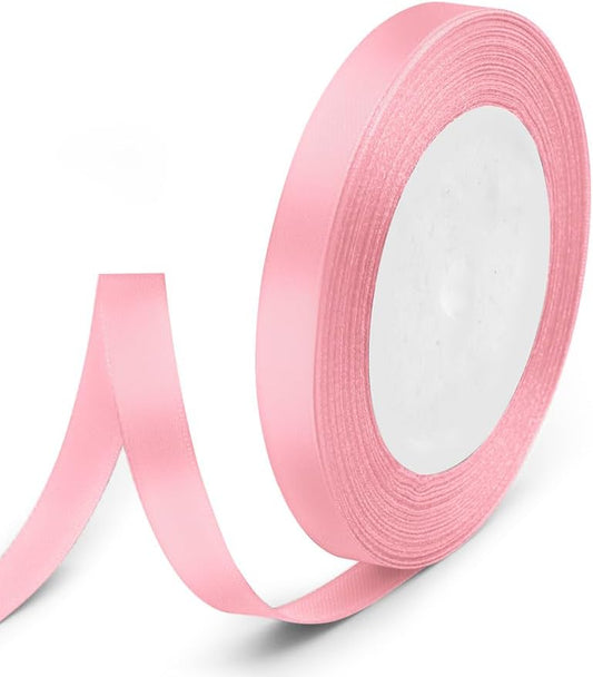 3/8" x 25 Yards Satin Ribbon, Light Pink Silk Ribbon Ideal for Gift Wrapping, Floral Bouquets, Crafts, Wedding Party Decorations, Christmas and Sewing Projects