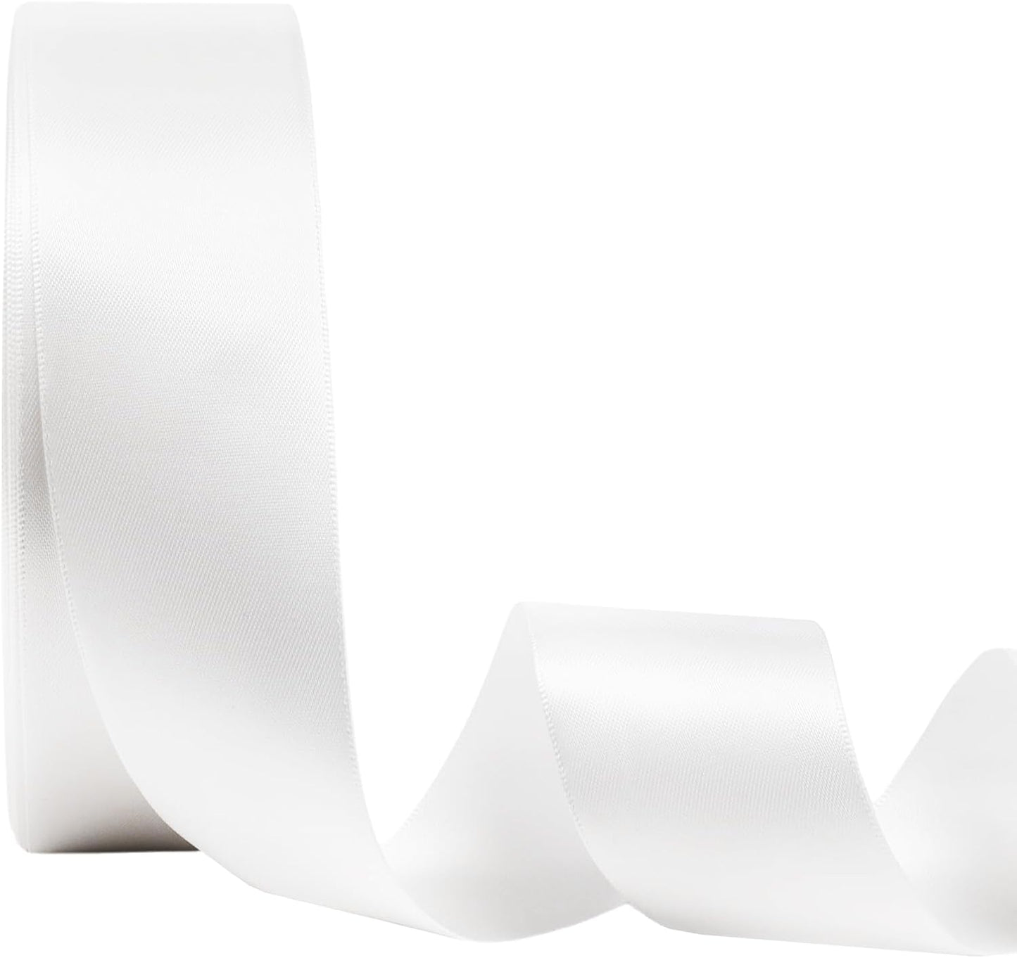 LaRibbons 1 1/2 Inch 50 Yard Double Faced Satin Ribbon,White Satin Craft Fabric Ribbon for Gift Wrapping Floral Bouquets Wedding Party Decoration