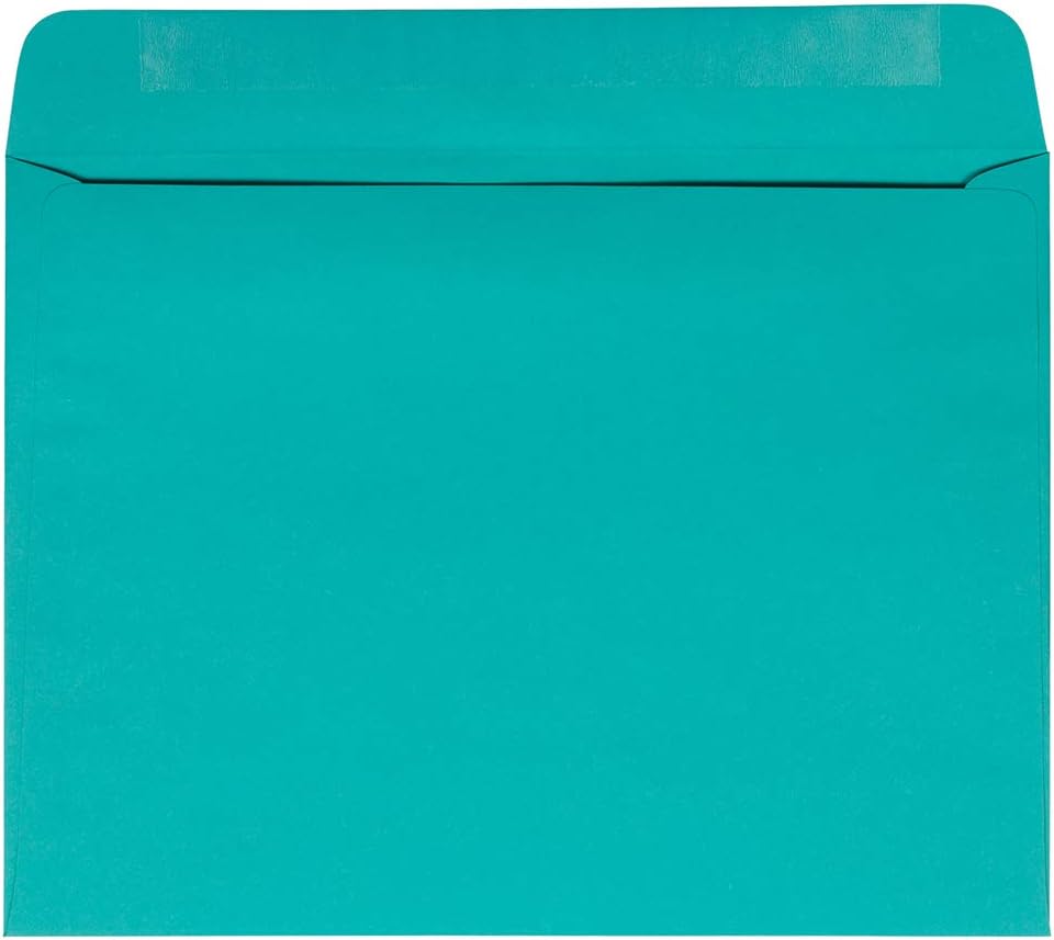 JAM PAPER 9 x 12 Booklet Colored Envelopes - Sea Blue Recycled - 25/Pack