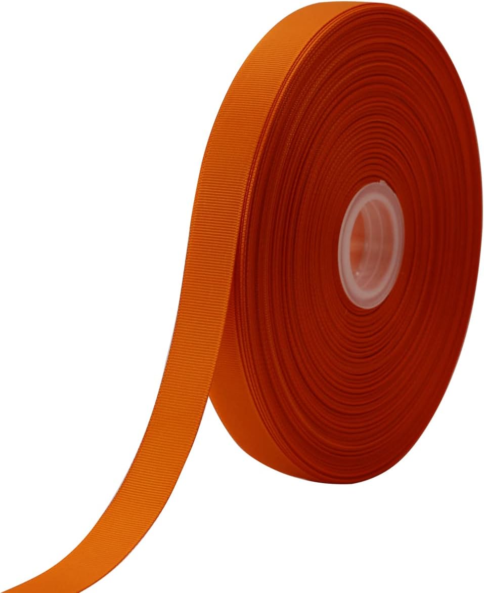 Jesep One Roll 100 Yards Soild Grosgrain Ribbon Boutique Gift Wrapping Package Ribbon, DIY Crafts Bow Hair Headband Accessories Assorted Ribbon #752 (3/4" 20mm, Orange)