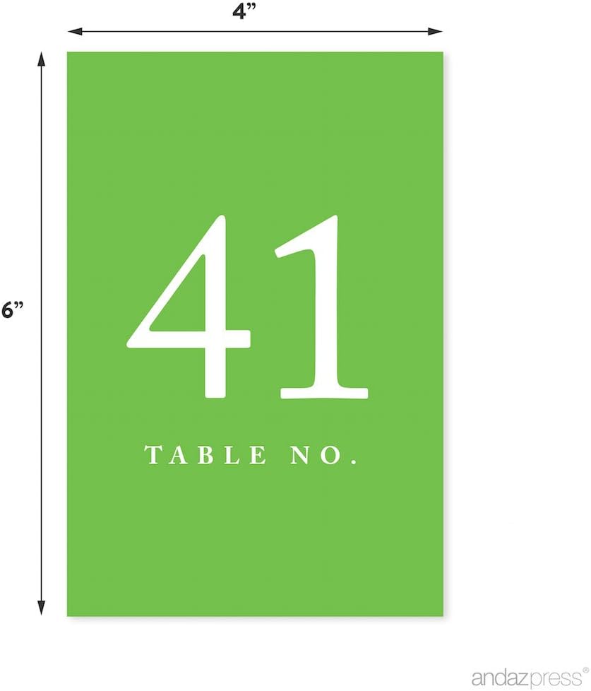 Andaz Press Kiwi Green Wedding Table Numbers 41-60, 4x6-Inches Table Number Cards For Wedding Reception, Table Number For Seating Chart For Wedding Reception, Restaurant, Classroom, Boda