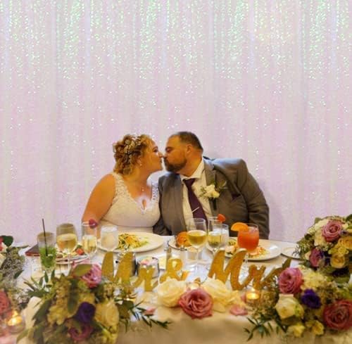 Poise3EHome White Iridescent Sequin Backdrop,8FT x 10FT Sequin Photography Backdrop Curtain for Party Decoration