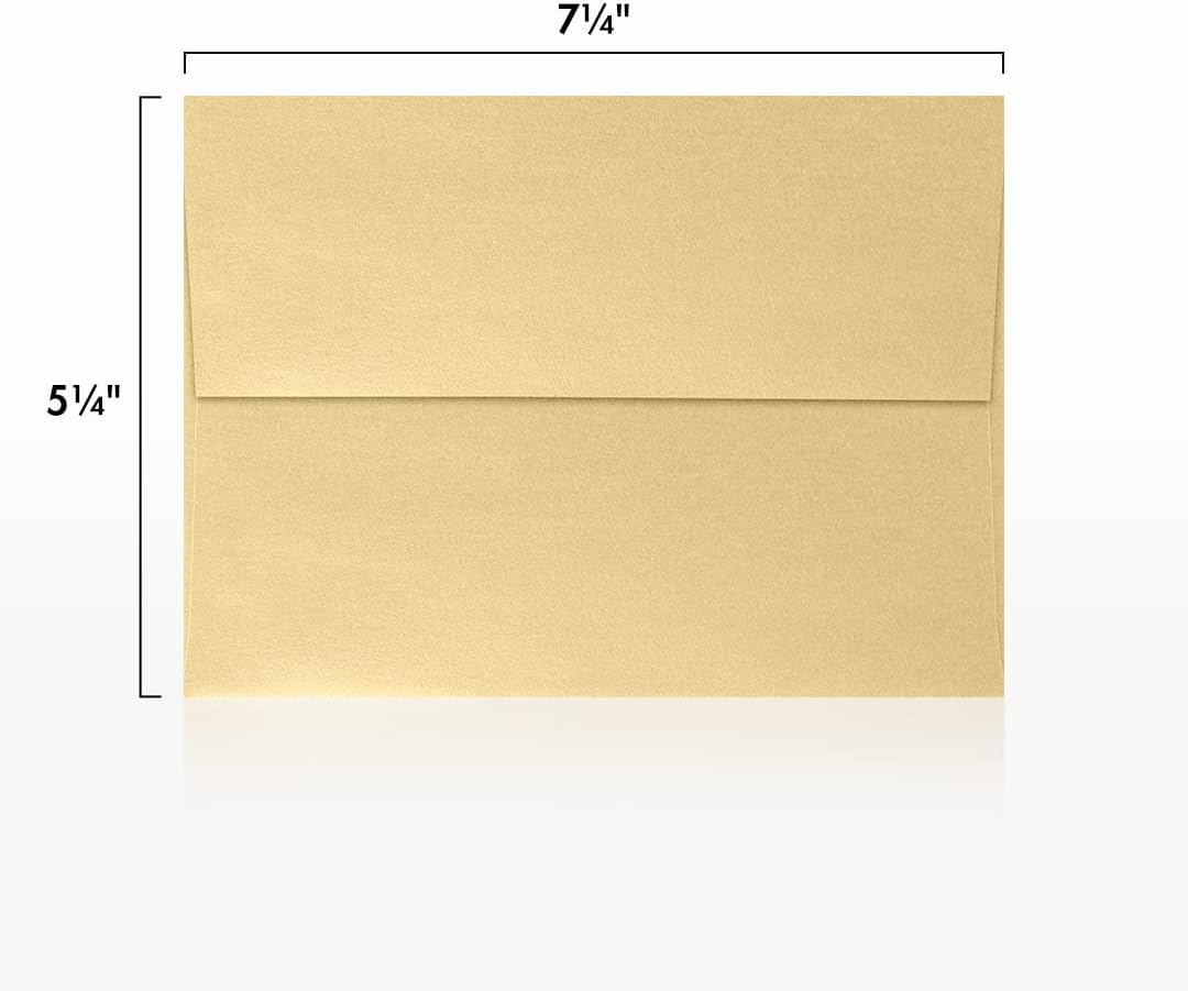 LUXPaper A7 Invitation Envelopes | Peel & Press | 5 1/4" x 7 1/4" | Blonde Metallic | 80lb. Text | 500 Qty
