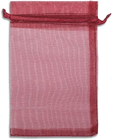 TheDisplayGuys 48-Pack 4x6 Maroon Sheer Organza Gift Bags with Drawstring, Goodie Bags for Jewelry, Candy, Treat, Wedding Favors Small Mesh