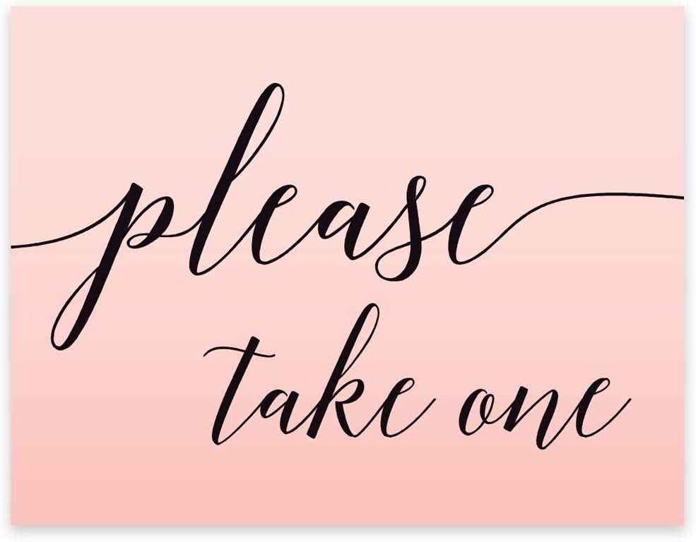 Andaz Press Blush Pink Rose Elegant Party Collection, 8.5x11-inch Unframed Party Sign, Please Take One, 1-Pack, Party Favor Table Signage Decor