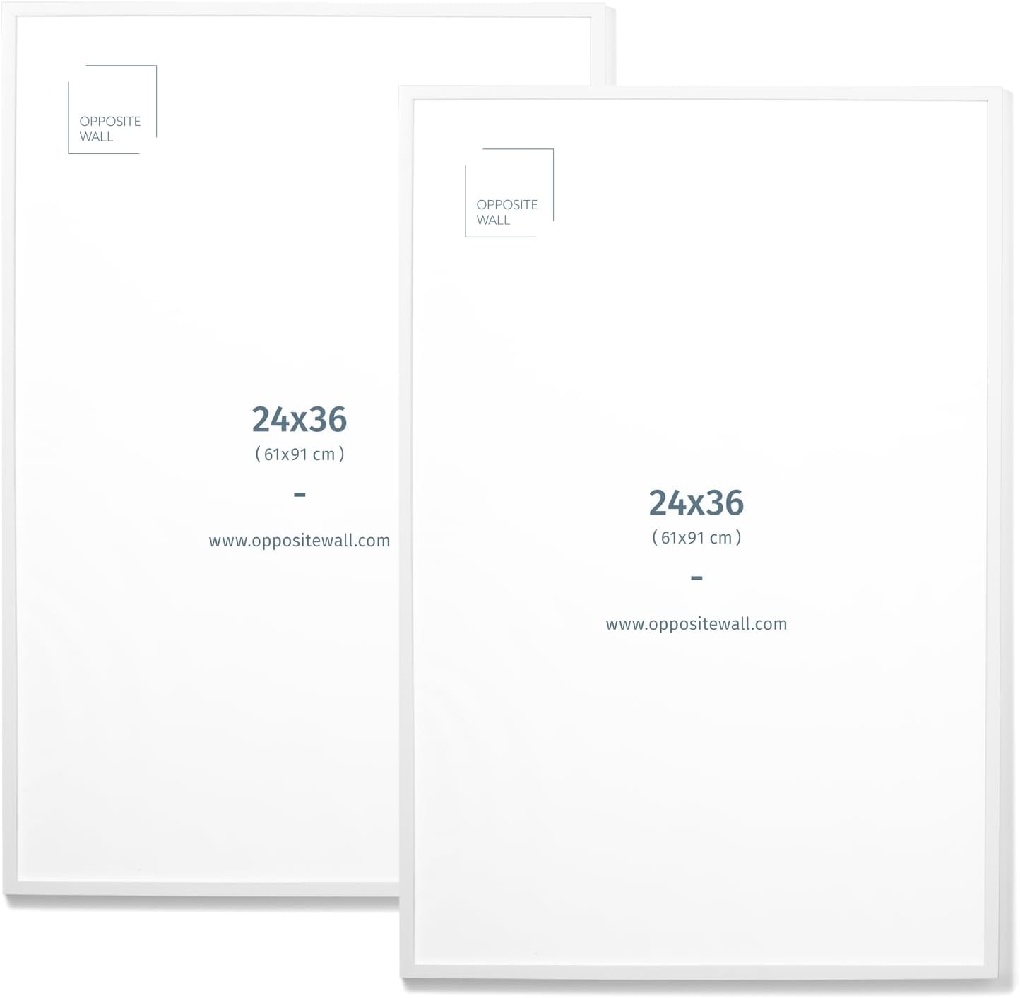 Opposite Wall - 24x36 in - White Solid Oak Wood Picture Frame - Lightweight, Versatile & Shatterproof - Large Wall Hanging Photo or Poster Frame - Wall Decor for Office, Gallery & Home - 2 Pack