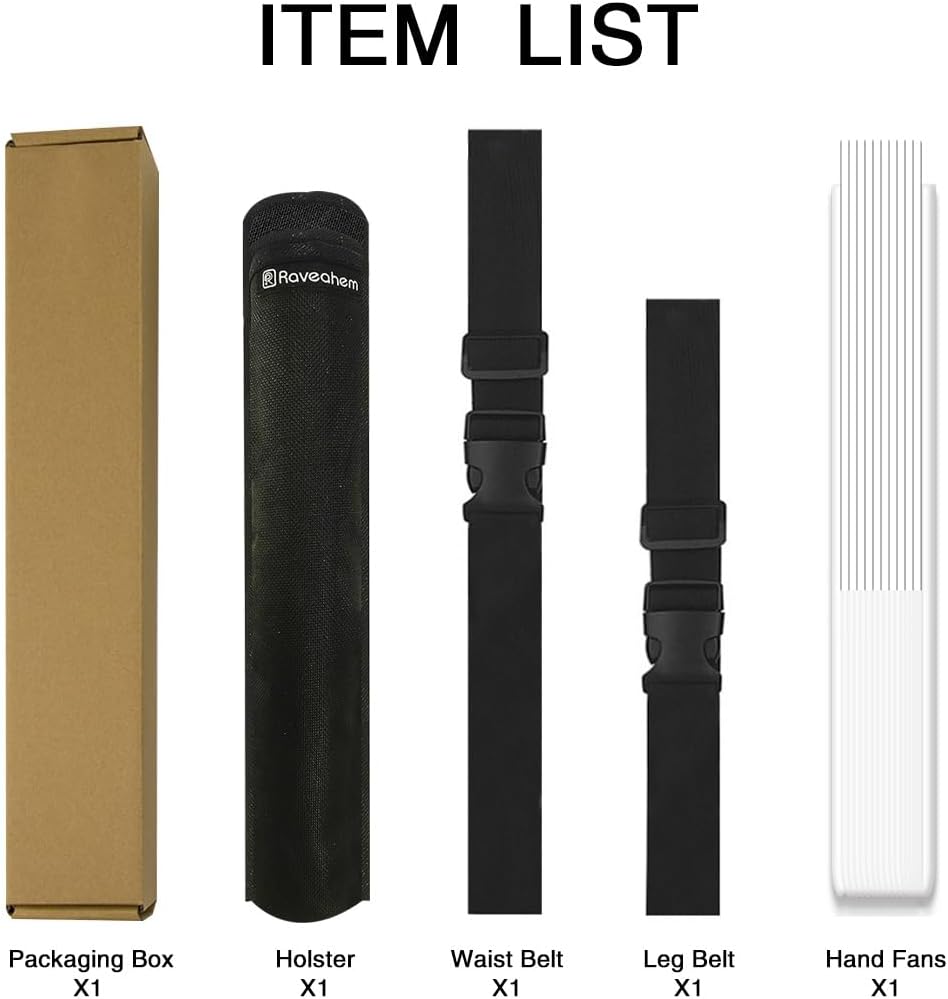 13" Large Folding Rave Fan with Holster, Clack Hand Fans Foldable for Line Dancing, Boots On The Ground Fan for Women Men Festival EDM Party Decoration, White