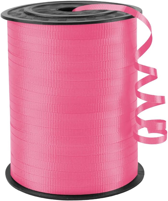 KMER LIFE Pink Crimped Curling Ribbon, 1/5" Wide x 500 Yards Christmas Curling Ribbons for Gift Wrapping, Party Decoration, Balloon String, Crafting, Balloon Ribbons for Florist Flower (1 Roll)