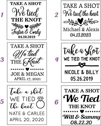 Personalized wedding favor shot glasses, FROSTED shot glass, take a shot we tied the knot