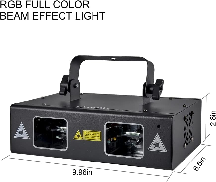 DJ Lights Party Lights, Gruolin RGB Full Color Laser Stage Light Music Sound Activated & DMX Control Patterns Projector, Perfect for Party Disco Bar Club Stage & DJ Lighting