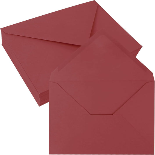 50 Pack 5x7 Envelopes Letter Size, Red A7 Envelopes Self Seal for Wedding Invitation, Envelope 5.4x7.6 for Greeting Cards, Photos, Baby Shower, Graduation, Thank You Cards, Announcements