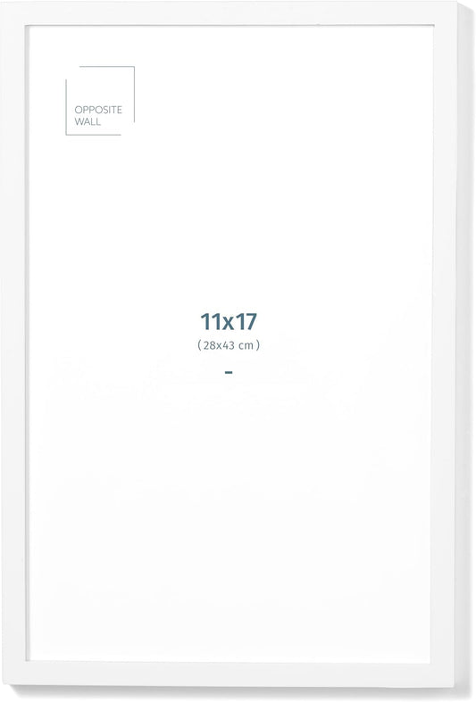 Opposite Wall - 11x17 in - White Solid Oak Wood Picture Frame - Lightweight, Versatile & Shatterproof - Wall Hanging Poster or Photo Frame - Wall Decor for Office, Gallery & Home