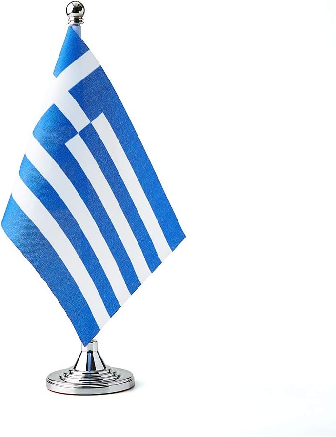 Greece Flag Greek Flags, Small Mini Greek Desk Flag, Used for Table Office Classroom Home Patriotic Events Decorations