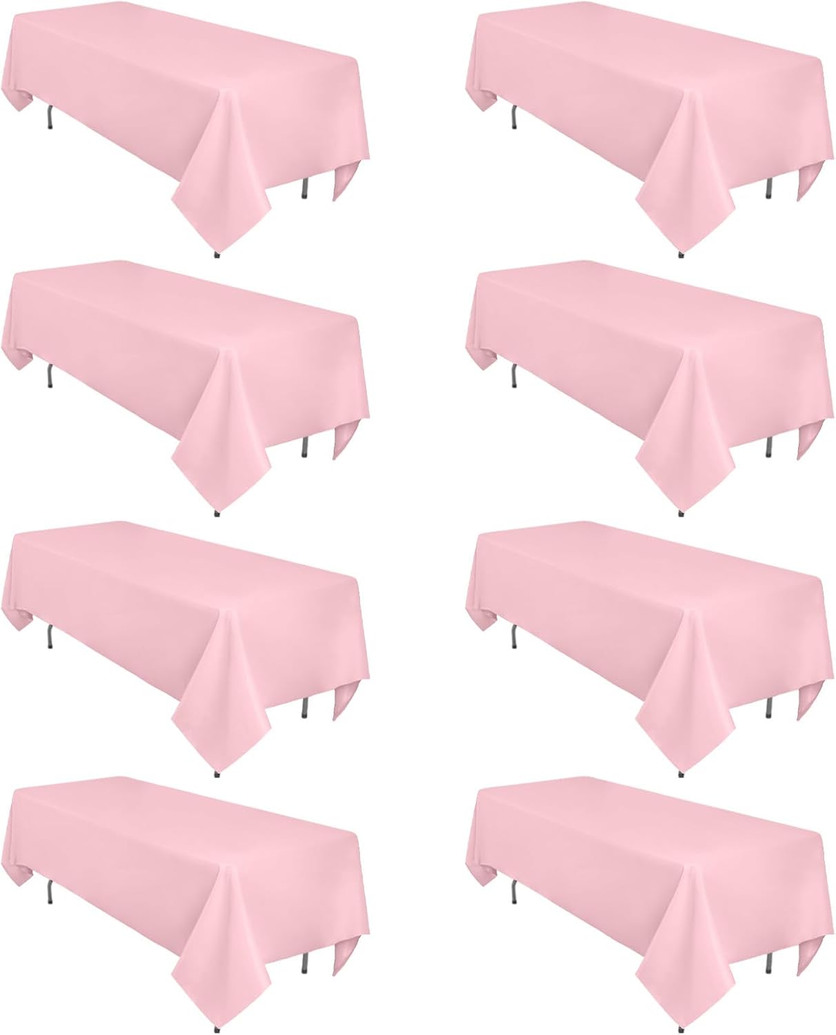 8 Pack Pink Tablecloth 60 x 126 Inch Rectangular Tablecloths for 8 Foot Rectangle Tables, Wrinkle Resistant Pink Table Cloth Washable Polyester Fabric Table Covers for Buffet Wedding Party Banquet