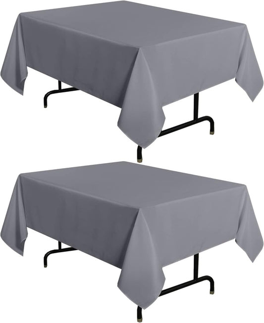 sancua 2 Pack Light Grey Tablecloth 54 x 54 Inch, Stain and Wrinkle Resistant Square Table Cloth - Washable Polyester Table Cover for Dining Tables, Buffet Parties and Camping