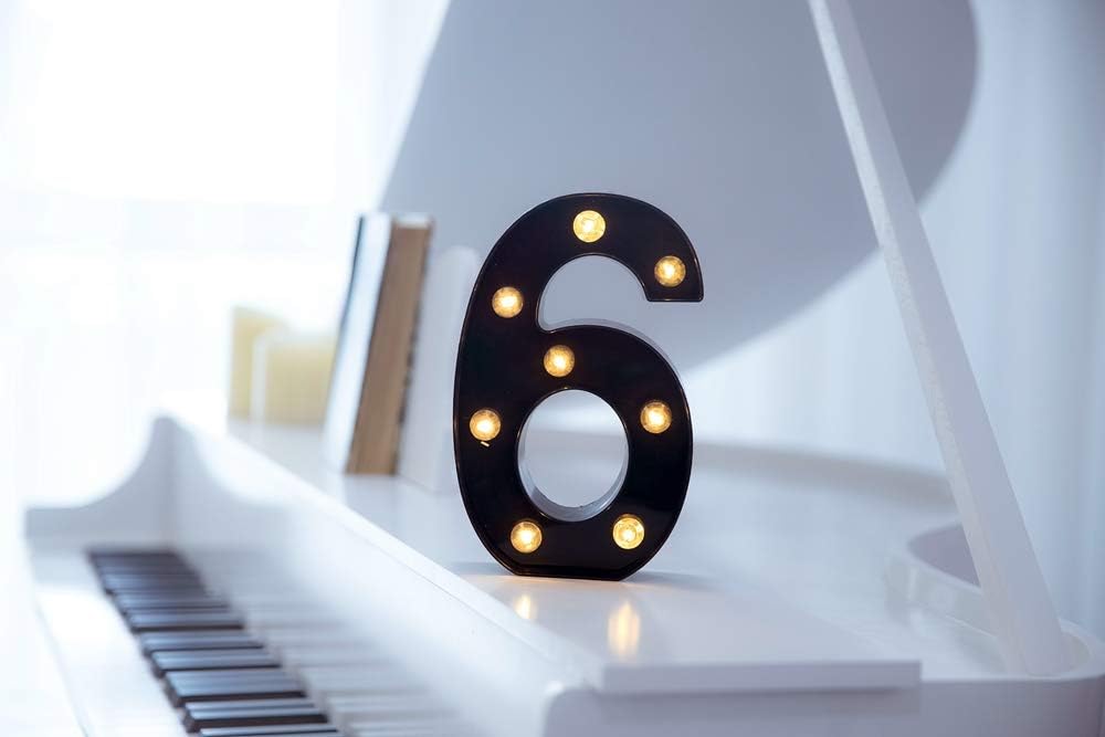Foaky Black LED Marquee Number Lights Sign Light Up Marquee Number Lights Sign for Night Light Wedding Birthday Party Battery Powered Christmas Lamp Home Bar Decoration