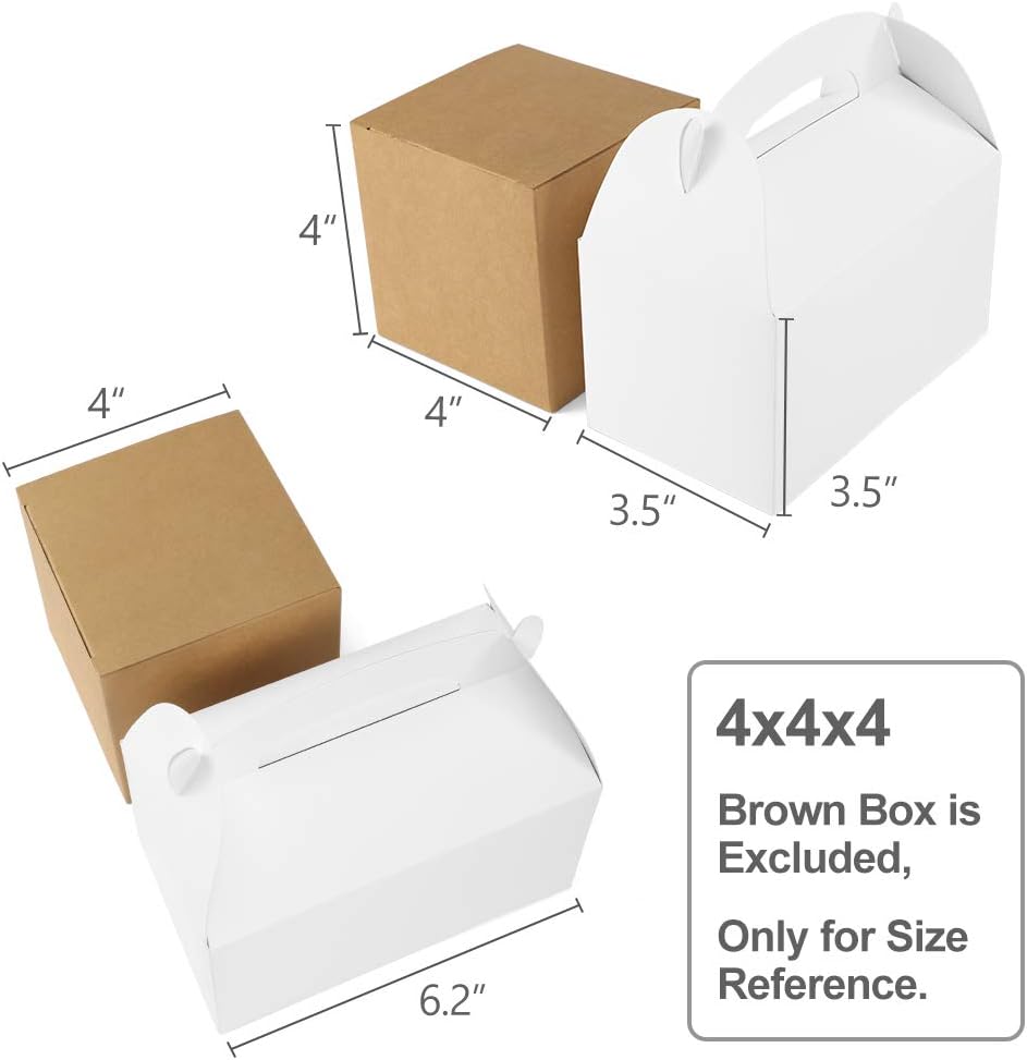 ValBox Treat Boxes 30 Pack White Paper Gable Gift Boxes - Goodies Favor Box for Kids' Birthday Party, Wedding, Baby Shower, 6.2 x 3.5 x 3.5 Inches
