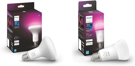 Philips Hue White and Color Ambiance BR30 1-Pack Bluetooth & Hue Smart 75W A19 Bulb 1 Pack 1100LM White and Color