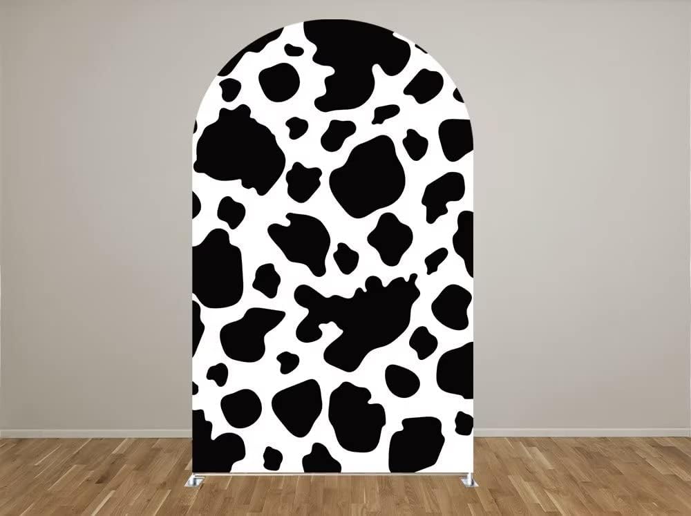 Arch Backdrop 7ft Height Chiara Arch Stand Covers Stretchy Spandex Fabric Cow Pattern Background for Birthday Baby Shower Party Decoration