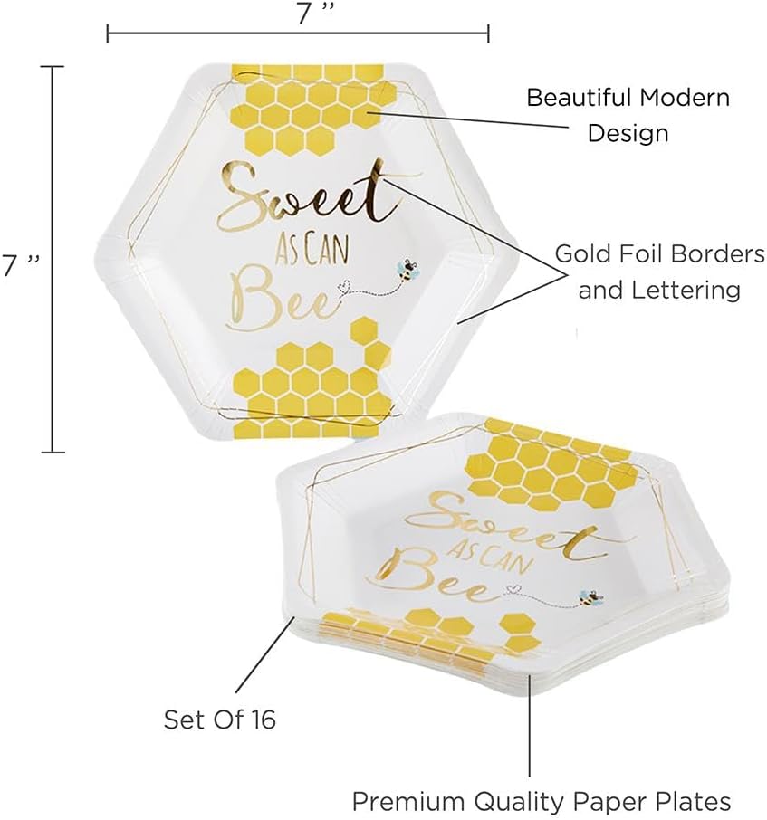 Kate Aspen Sweet as Can Bee 62 Piece Party Tableware Set (16 Guests)
