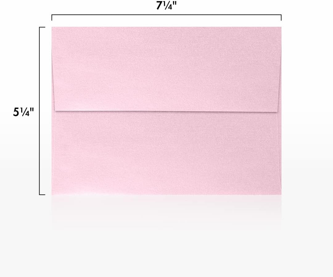 LUXPaper A7 Invitation Envelopes | Peel & Press | 5 1/4" x 7 1/4" | Rose Quartz Metallic | 80lb. Text | 50 Qty