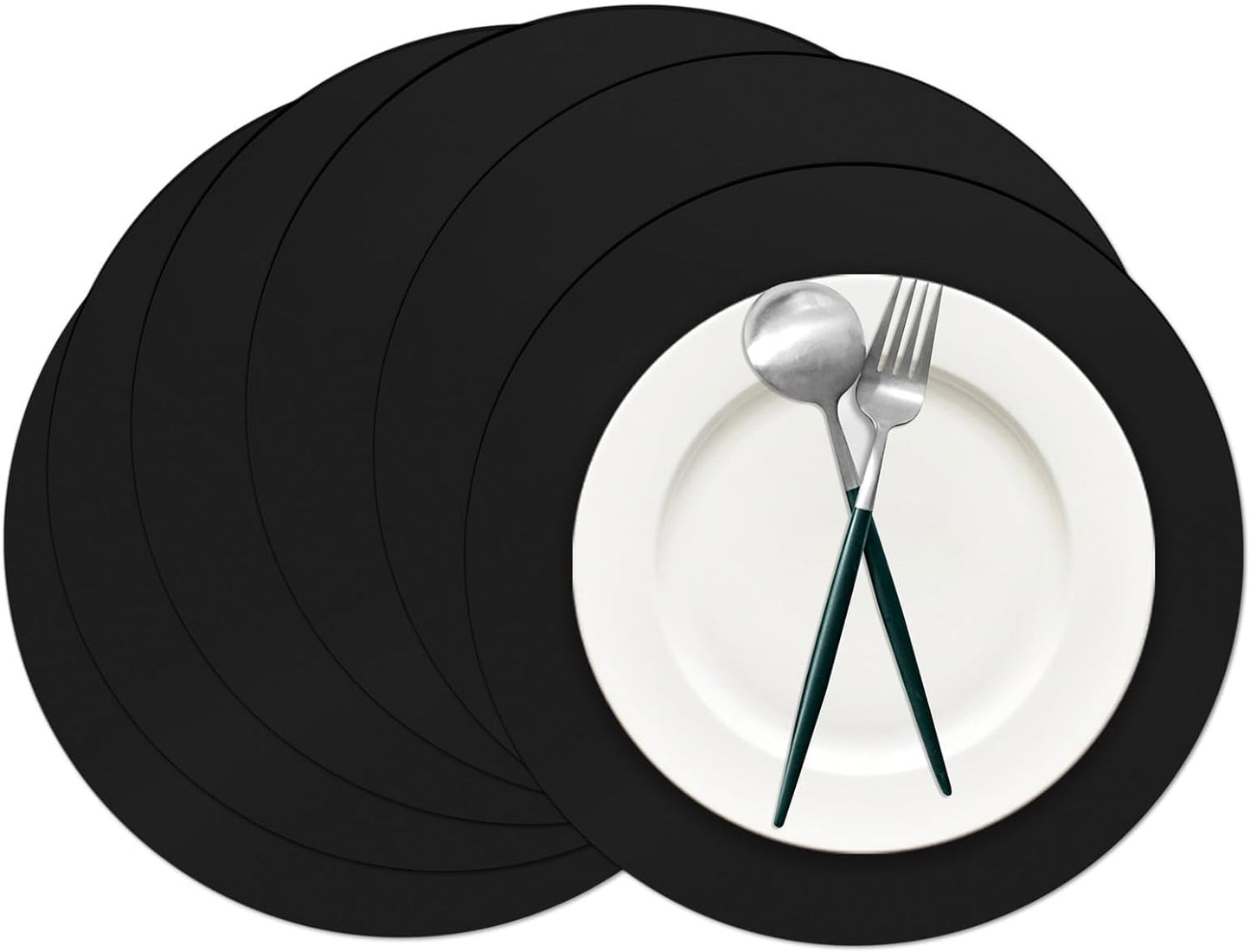 50 Black Paper Place Mats Black Round Disposable Table Mats Decorative Placemats for Wedding Banquet Party Tableware Decor