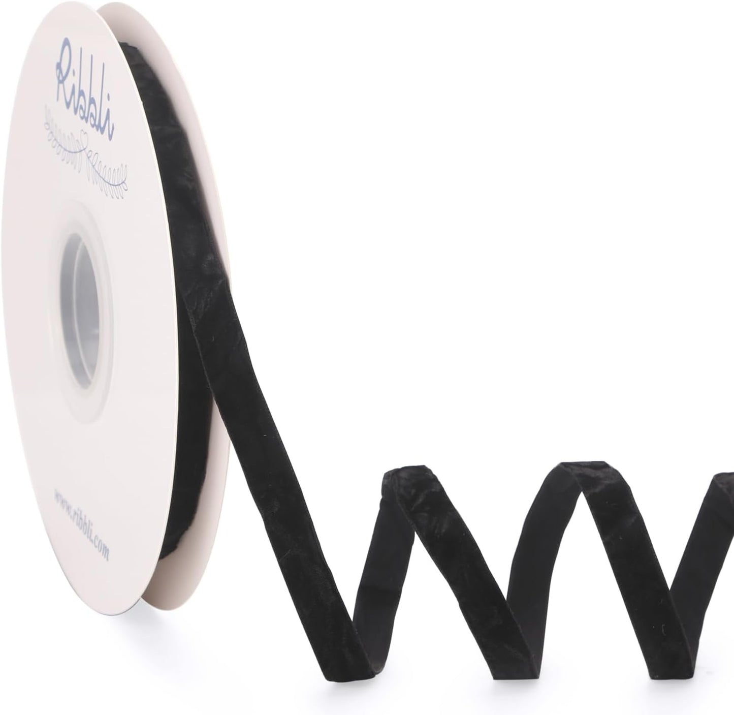 Ribbli Black Velvet Ribbon 3/8 Inches Luxury Crinkled Black Christmas Ribbon for Gift Wrapping Crafts Home Decor-Continuous 10 Yard